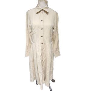 NWT Anne Klein New York Silk & Linen Fit & Flare Shirt Dress